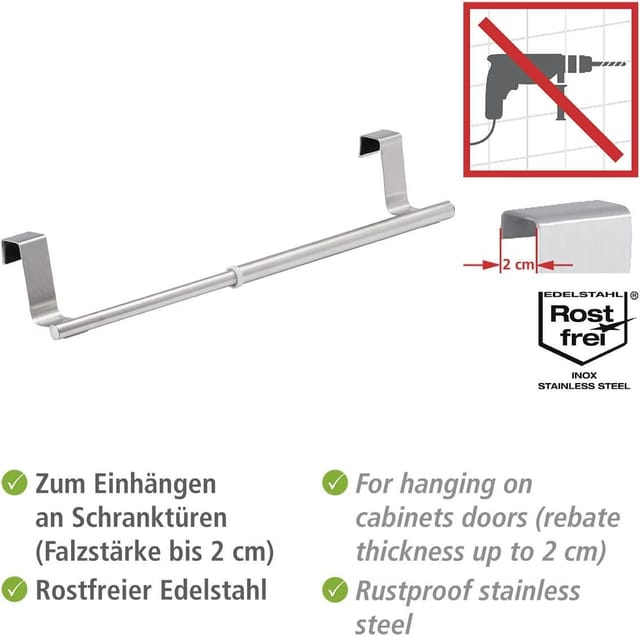 Wenko Teleskop-Tür-Handtuchstange Edelstahl 22-35 cm