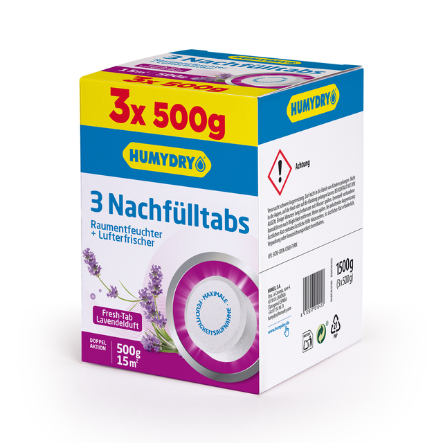 Humydry Nachfülltabs für Raumentfeucher Lavendel 3 x 500 g