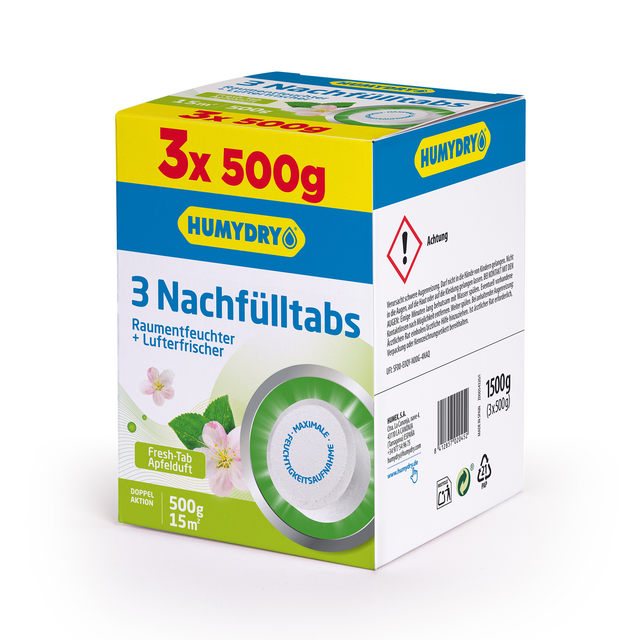 Humydry Nachfülltabs für Raumentfeucher Apfel 3 x 500 g