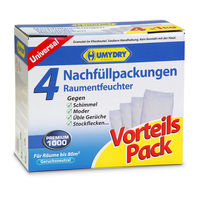 Humydry Nachfüllpackungen für Raumentfeuchter 'Premium' 4 Stück