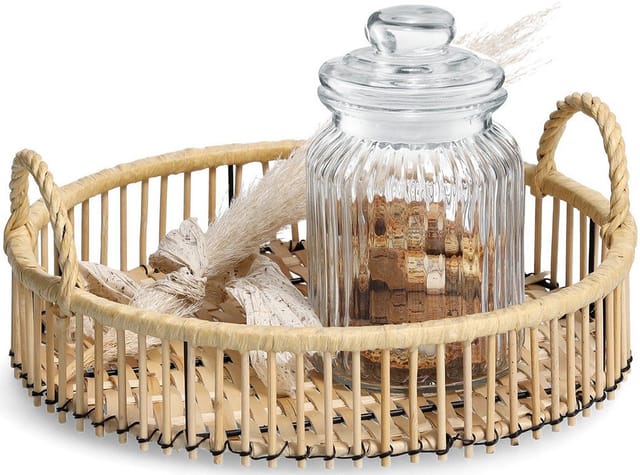 Zeller Dekotablett 'Rattan' Metall/Rattan Ø 32 cm