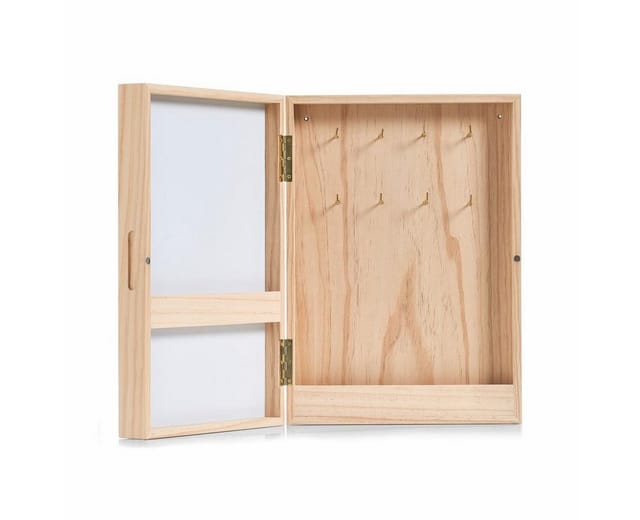 Zeller Schlüsselbox weiß/naturfarben 42 x 30 x 8 cm