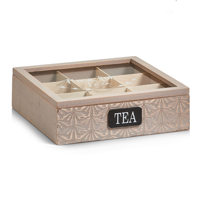 Zeller Teebeutelbox naturfarben 24 x 8 x 24 cm
