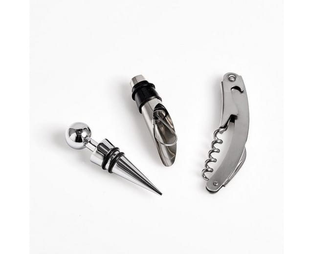 Zeller Wein-Set silberfarben 10 x 3 x 27,8 cm