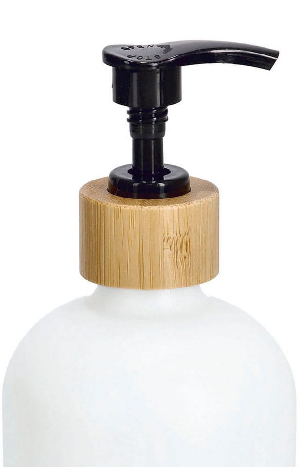Zeller Seifenspender-Set Glas/Bambus schwarz/weiß/natur 3-teilig