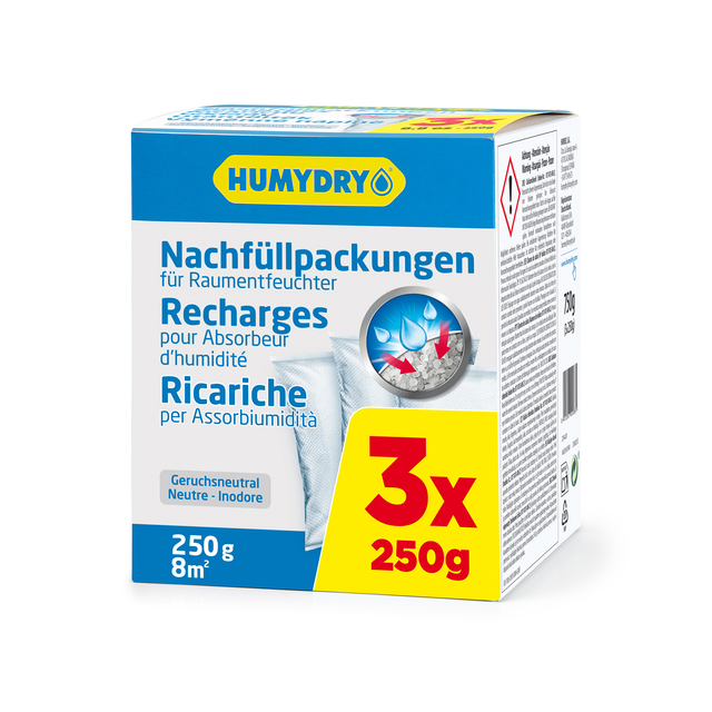 Humydry Nachfüllpackungen für Raumentfeuchter 3 x 250 g
