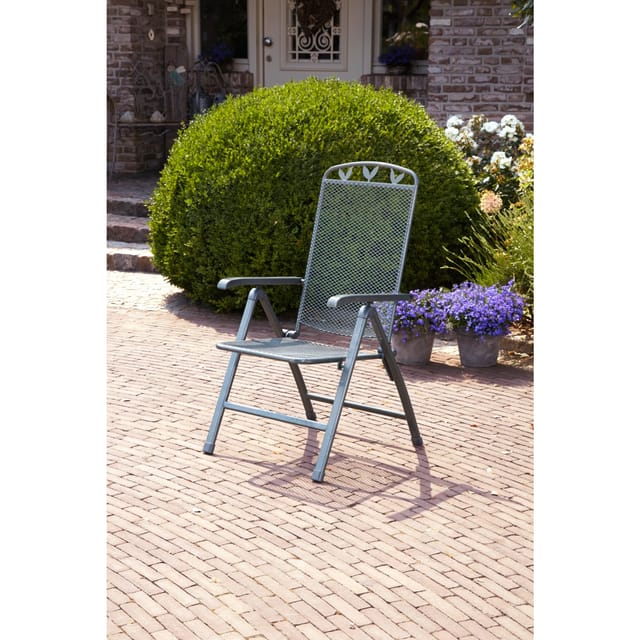Greemotion Gartenstuhl 'Toulouse' klappbar Stahl grau 58 x 108 x 64 cm