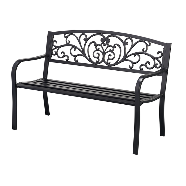 Gartenbank 'Rosa' 2-Sitzer Stahl schwarz 127 x 85 x 62 cm