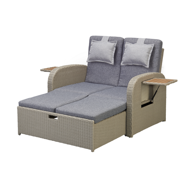 Multifunktionssofa 'Wanda' 2-Sitzer beige/grau 115,5 x 90 x 89 cm