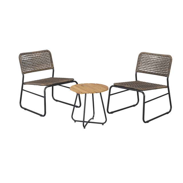 Balkonmöbelset 'Nele' Stahl/Kunststoffrattan schwarz 3-teilig