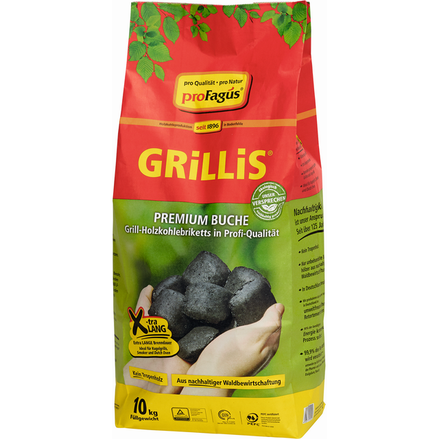 ProFagus Buchen-Grillholzkohlebriketts 'Grillis' 10 kg