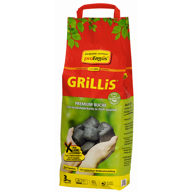 ProFagus Buchen-Grillholzkohlebriketts 'Grillis' 3 kg