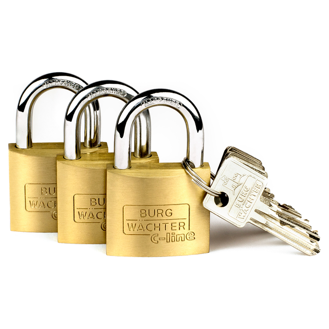 Burg-Wächter Vorhangschloss-Set TRIO 222 40 GL SB