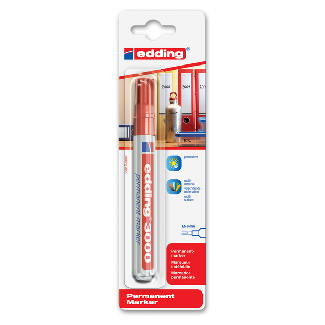 Edding Permanentmarker '3000' rot 1,5 - 3 mm