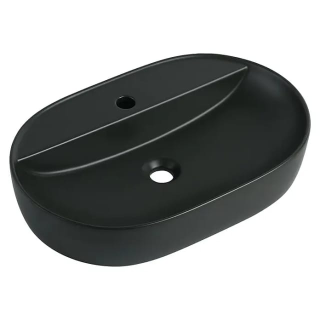 Aufsatzwaschbecken oval 'Tari' schwarz 60,5 x 12 x 40 cm