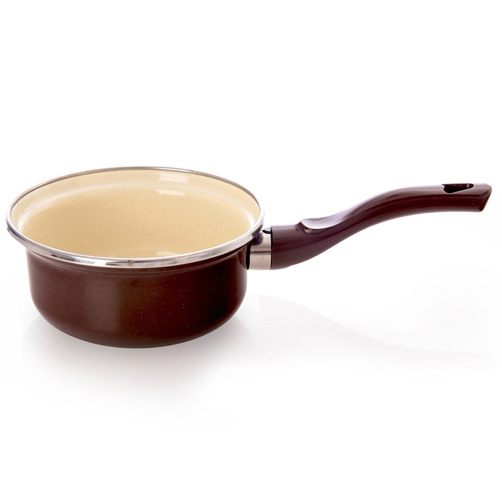 Emaillierter Kochtopf Mit Langem Griff, Traditionell, 14 Cm, 620 Ml