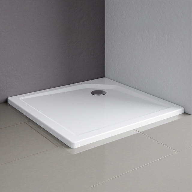 Schulte Duschwanne, Sanitäracryl, extra-flach, quadratisch, 13-20 cm, 90 x 90 x 3,5 cm