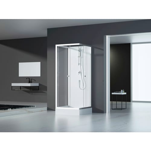 Aurlane Komplettdusche 'White Wave' mit Schiebetür silber 90 x 90 cm