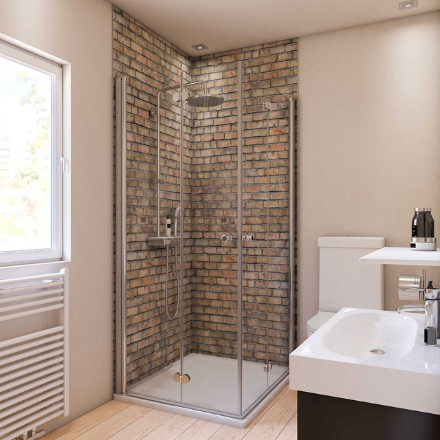 Breuer Duschrückwand Maueroptik grau/beige 100 x 210 cm