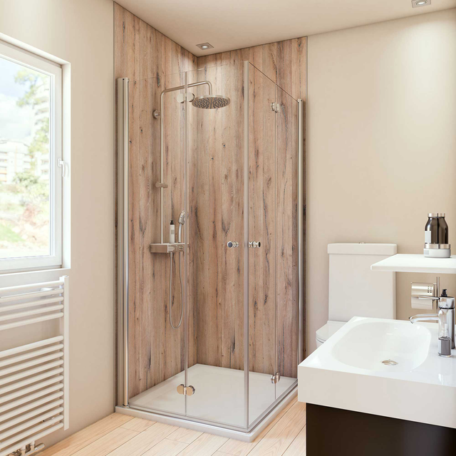 Breuer Duschrückwand Holzoptik Landhaus-Eiche 100 x 255 cm