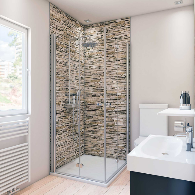 Breuer Duschrückwand Maueroptik beige 100 x 255 cm