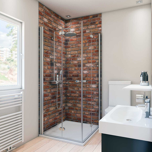 Breuer Duschrückwand Maueroptik rot 100 x 255 cm