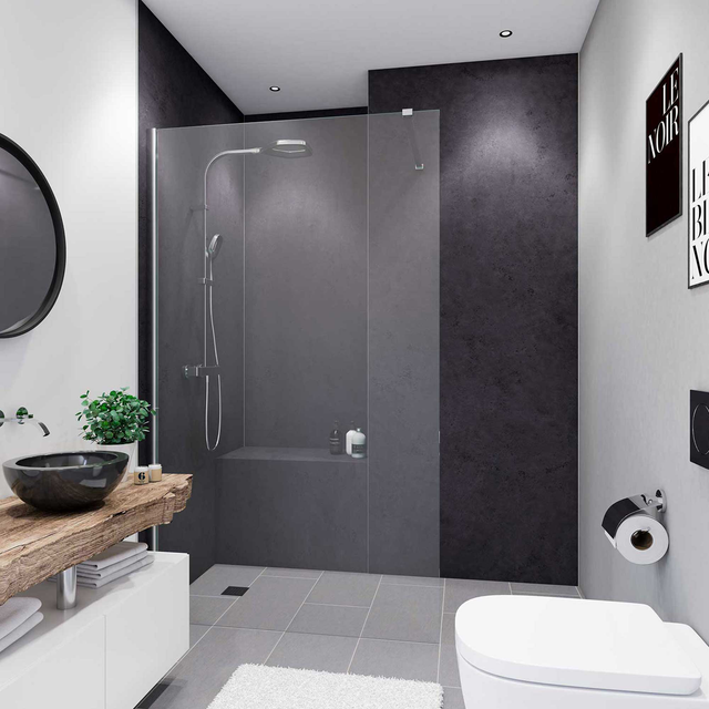 Breuer Duschrückwand Softtouch Steinoptik anthrazit 100 x 255 cm