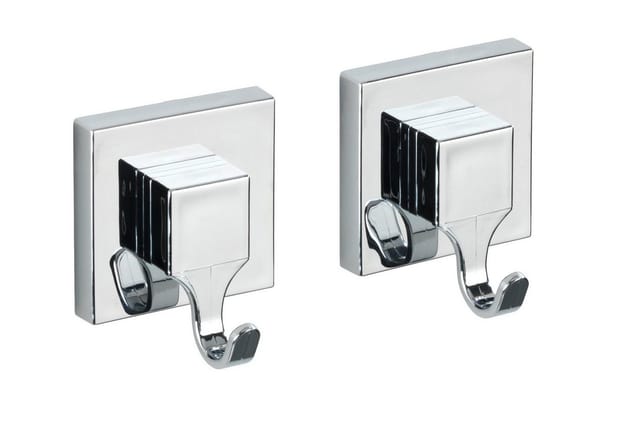Wenko Wandhaken 'Vacuum-Loc Quadro' silbern glänzend, 2er-Set