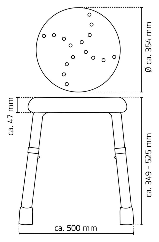Ridder Bad-Hocker 'Go' höhenverstellbar weiß 39,5 x 37 x 34,4 - 52,2 cm
