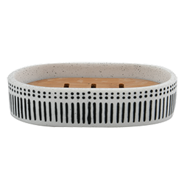 Spirella Seifenschale 'Yuma' Polyresin/Bambus sand-schwarz 12,8 x 8,3 x 2,7 cm