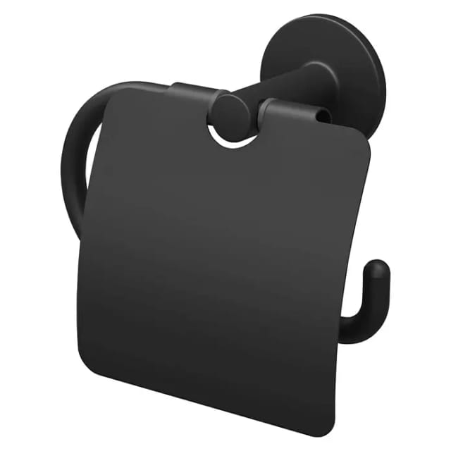 Lenz Toilettenpapierhalter mit Deckel 'Nero' wandhängend schwarz