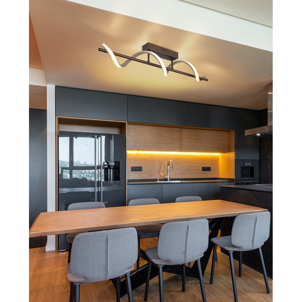 Led Deckenlampe Deckenleuchte Wohnzimmerlampe Braun Metall Sandfarben L 80 Cm
