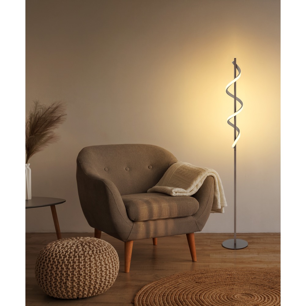 Led Stehleuchte Stehlampe Wohnzimmerlampe Fußschalter Beige Metall H 140 Cm