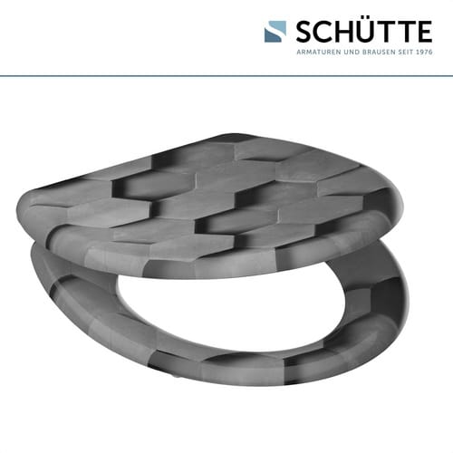 Schütte WC-Sitz 'Grey Hexagons' mit Absenkautomatik Duroplast