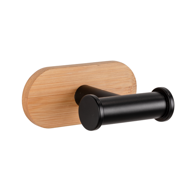 Wenko Wandhaken 'Duo Turbo-Loc Orea Bamboo' bambus/schwarz 10 x 4,5 x 6,5 cm