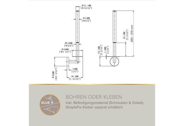 Lenz Reserve-Toilettenpapierhalter 'Soulution' teleskopierbar verchromt