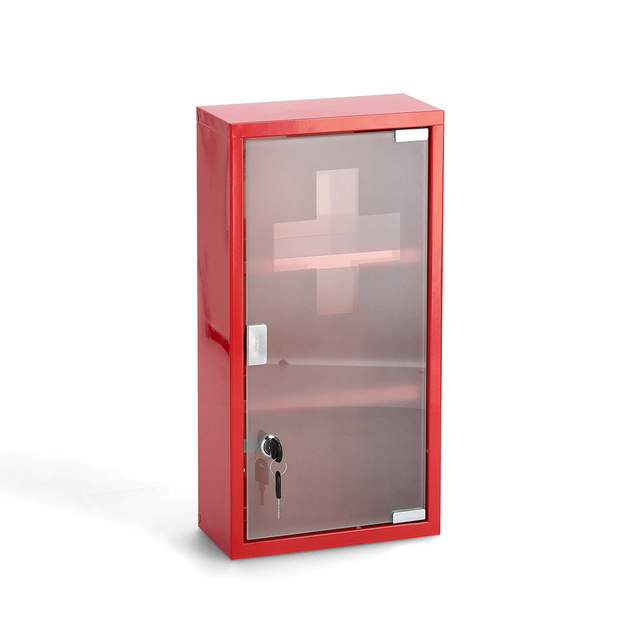 Zeller Medizinschrank rot Metall/Glas 25 x 45 x 12 cm