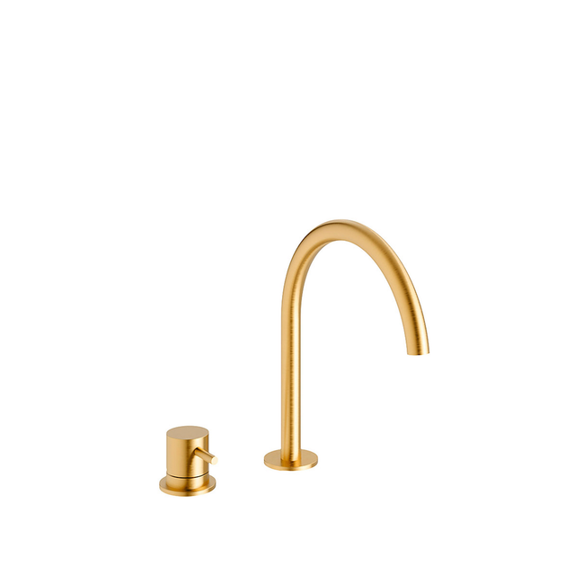 Chris Bergen 2-Loch-Waschtischarmatur 'Caja' gold gebürstet 25 cm