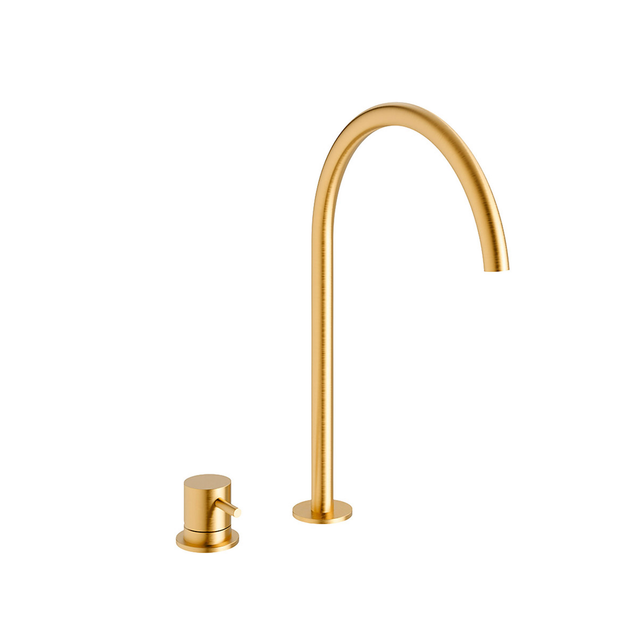 Chris Bergen 2-Loch-Waschtischarmatur 'Caja' gold gebürstet 36,9 cm