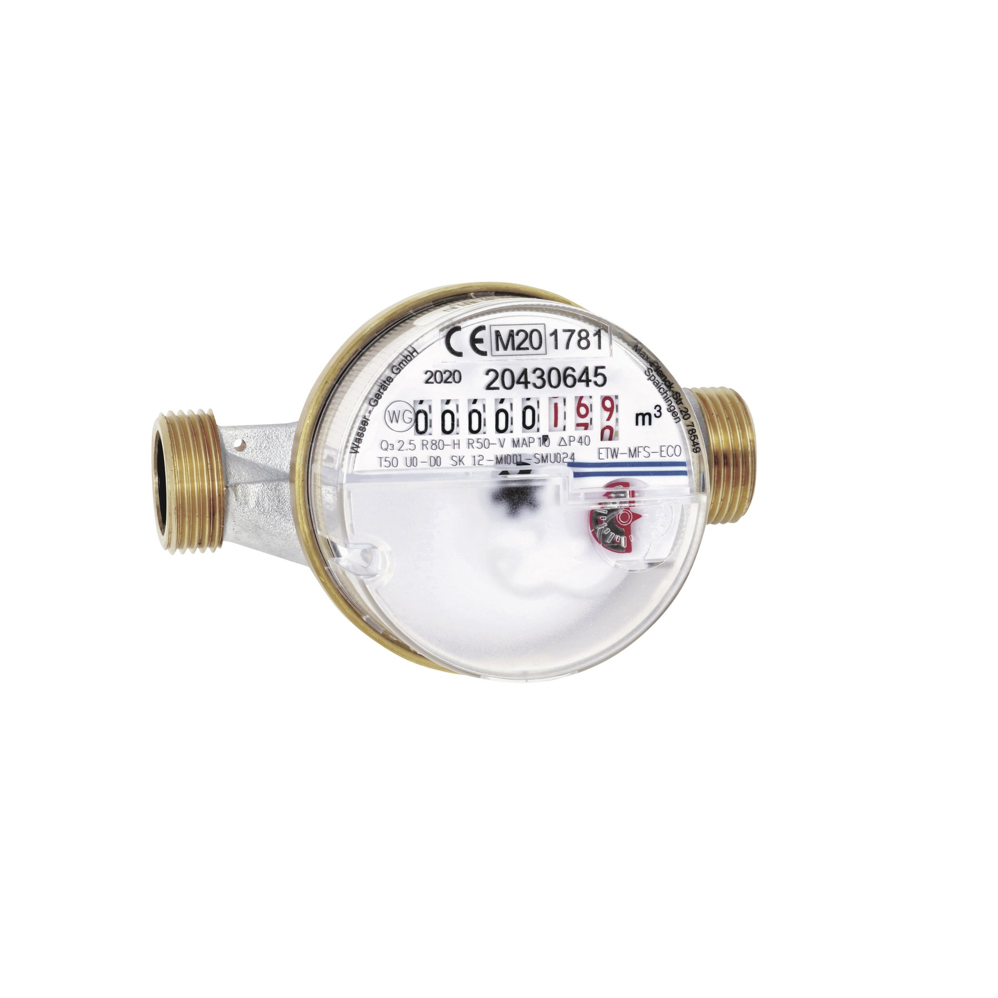 Wohnungswasserzähler 'Eco' für Kaltwasser, 11 cm, 1/2''