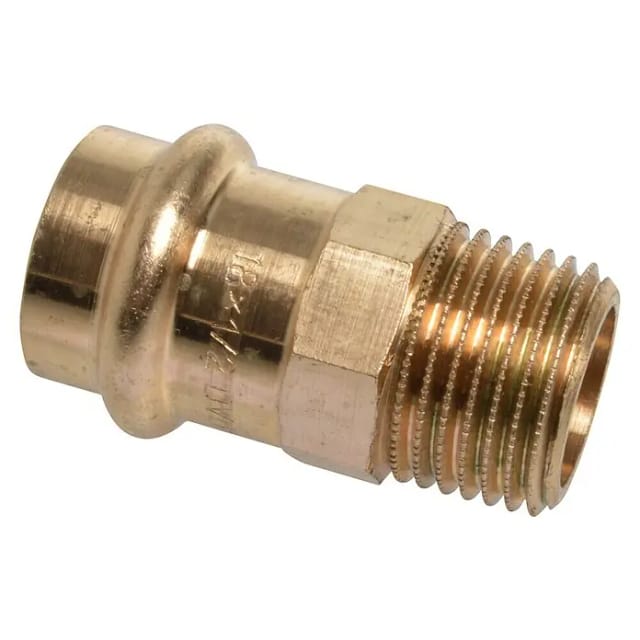 Kirchhoff Übergangsnippel Rotguss blank Ø 18 mm x 1/2" AG, 1 Muffe