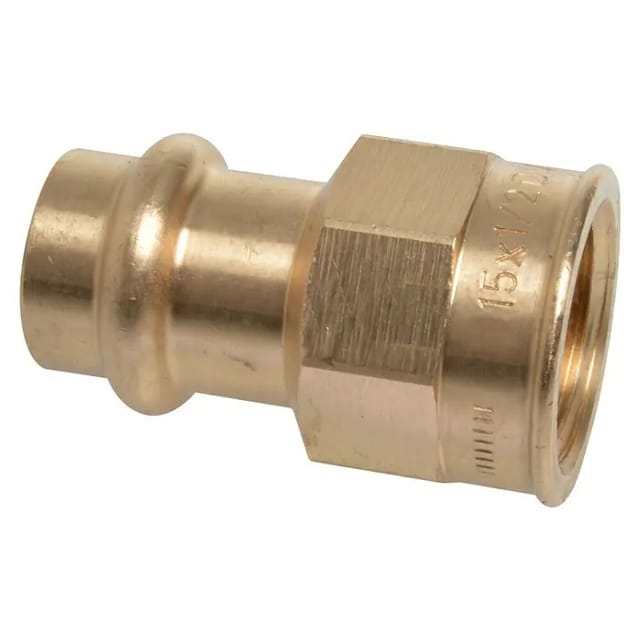 Kirchhoff Übergangsmuffe Messing blank Ø 15 mm x 1/2" IG, 1 Muffe