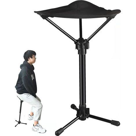Tragbarer Teleskophocker – Leichter Klappstuhl Für Camping Und Angeln – Höhenverstellbar, Einbeiniges Dreibeingestell – Zusammenklappbar Und Kompakt
