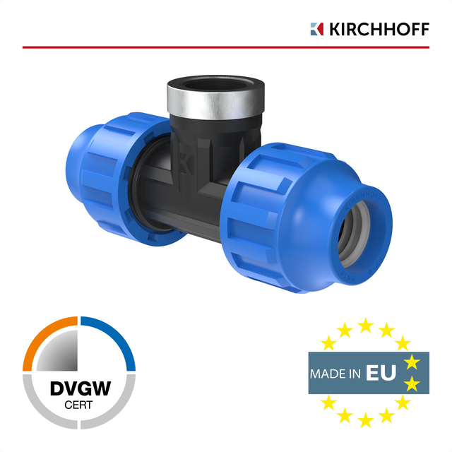 Kirchhoff T-Übergangsstück Kunststoff HDPE Ø 32 x 3/4" IG x 32 mm