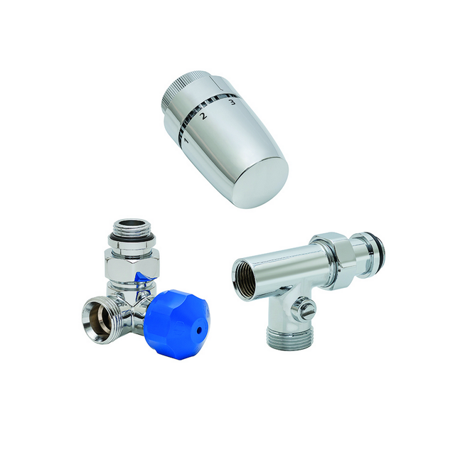 Schulte Thermostatventil-Set 'Mischbetrieb' 1/2" chrom links