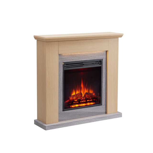 CrownFlame Elektrokamin 'Pandora' helle Eiche 2 kW