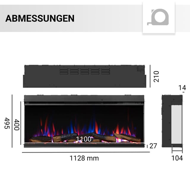Richen Elektrokamin 'Athena 44' schwarz 1,5 kW