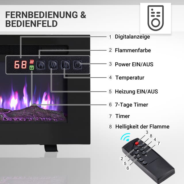 Balderia Elektrokamin 'Leif 50' schwarz 1,8 kW
