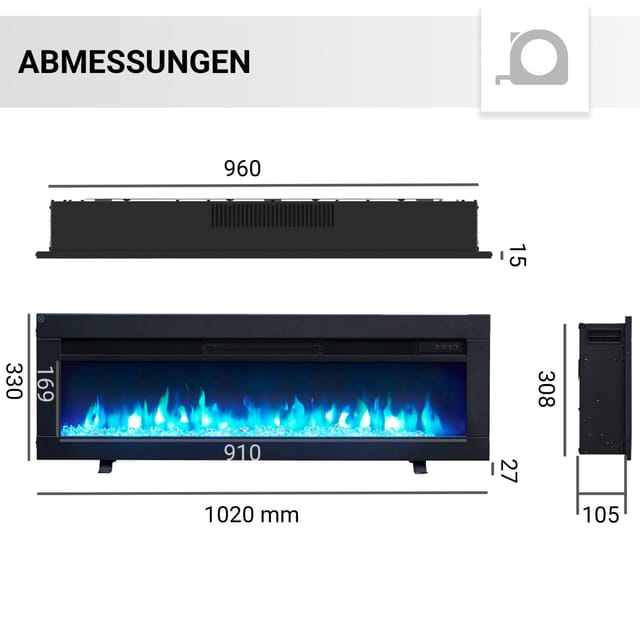 Balderia Elektrokamin 'Agnes 40' schwarz 1,8 kW
