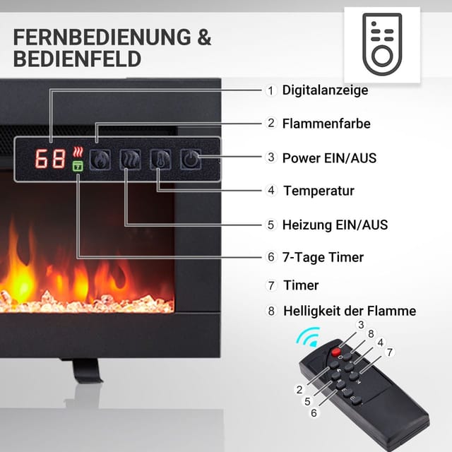 Balderia Elektrokamin 'Agnes 50' schwarz 1,8 kW